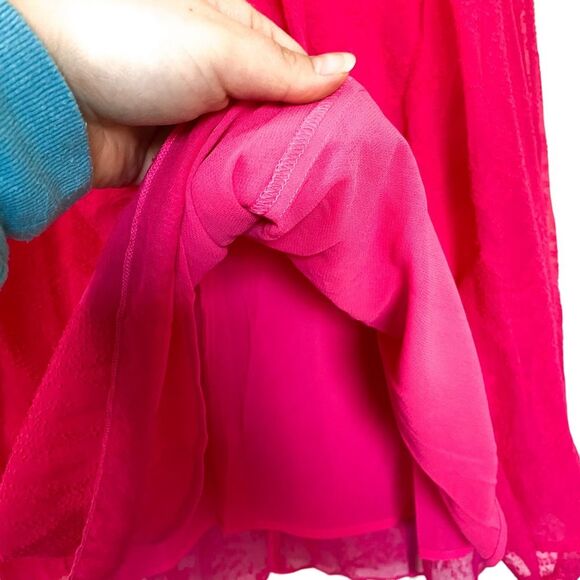 H&M Raspberry Pink Textured Zipper Waist Loose Maxi Skirt Size 4 - Picture 4 of 6